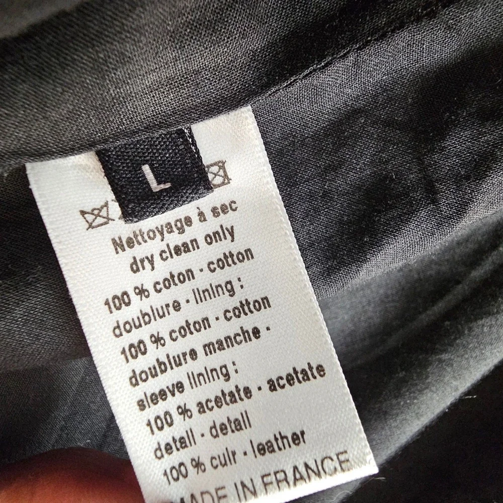 JOSEPH Black Cotton Blazer Leather Trim Detail Career Jacket‎ Size L